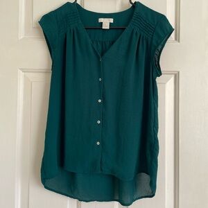 H&M Forest Green Button-Up Blouse